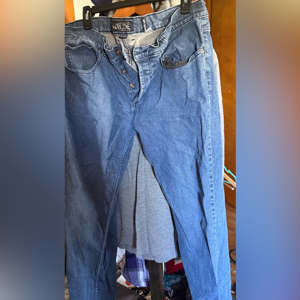 Rude Blue Men's Button Fly Jeans